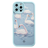 Casimoda iPhone 12 Pro blauwe case - Zwanen