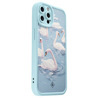 Casimoda iPhone 12 Pro blauwe case - Zwanen