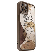 Casimoda iPhone 12 Pro bruine case - Abstract gezicht bruin