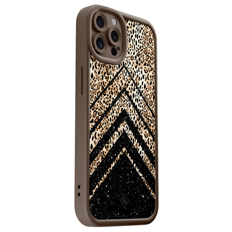 Casimoda iPhone 12 Pro bruine case - Luipaard chevron