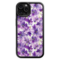 Casimoda iPhone 12 Pro zwarte case - Floral violet