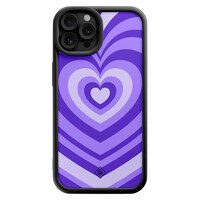 Casimoda iPhone 12 Pro zwarte case - Hart swirl paars