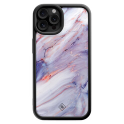 Casimoda iPhone 12 Pro zwarte case - Marmer paars