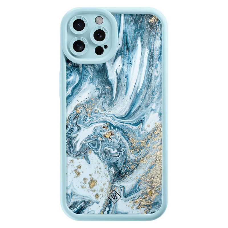 Casimoda iPhone 12 Pro blauwe case - Marble sea