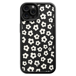 Casimoda iPhone 12 Pro zwarte case - Retro bloempjes