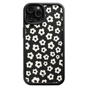Casimoda iPhone 12 Pro zwarte case - Retro bloempjes