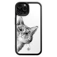 Casimoda iPhone 12 Pro zwarte case - Kat kiekeboe