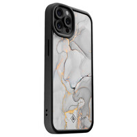 Casimoda iPhone 12 Pro zwarte case - Marmer grijs