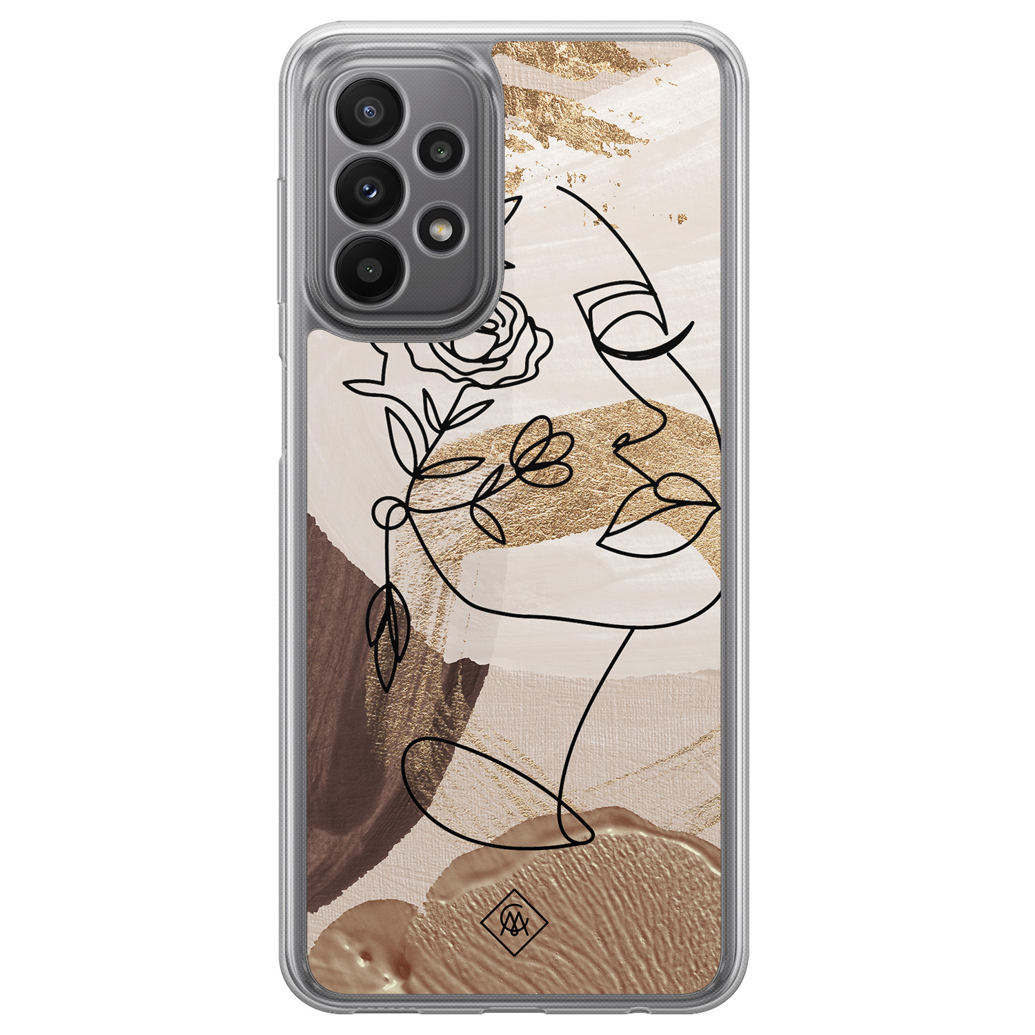 Samsung Galaxy A23 hybride hoesje - Abstract gezicht bruin