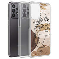 Casimoda Samsung Galaxy A23 hybride hoesje - Abstract gezicht bruin