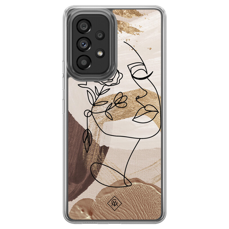 Casimoda Samsung Galaxy A52 hybride hoesje - Abstract gezicht bruin