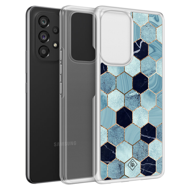 Casimoda Samsung Galaxy A52 hybride hoesje - Blue cubes