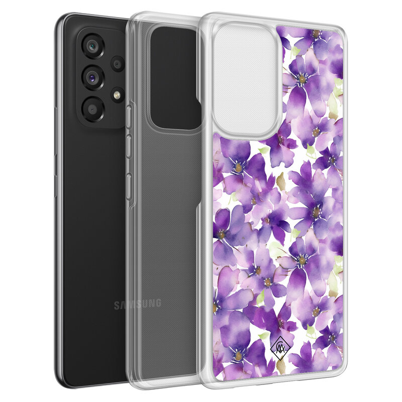 Casimoda Samsung Galaxy A52 hybride hoesje - Floral violet