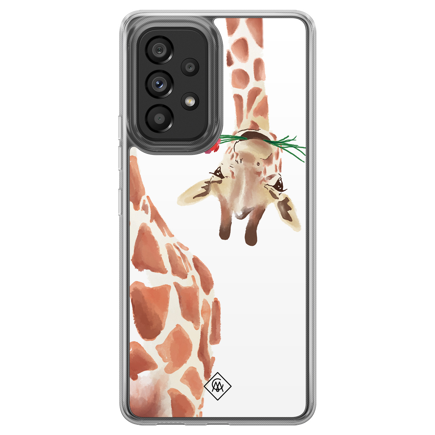 Samsung Galaxy A52 5G hoesje siliconen - Giraffe - Casimoda® 2-in-1 case hybride - Schokbestendig - Giraffe - Verhoogde randen - Bruin/beige, Transparant