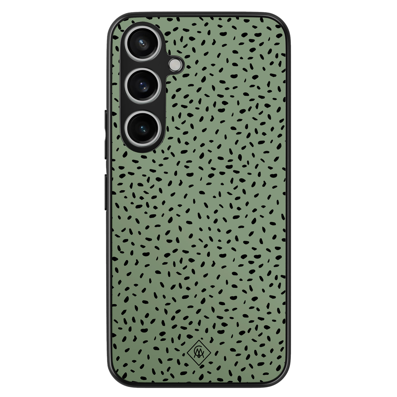 Samsung Galaxy A55 hoesje - Green confetti - Groen - Hard Case TPU Zwart - Geruit/gestreept/gestipt - Casimoda