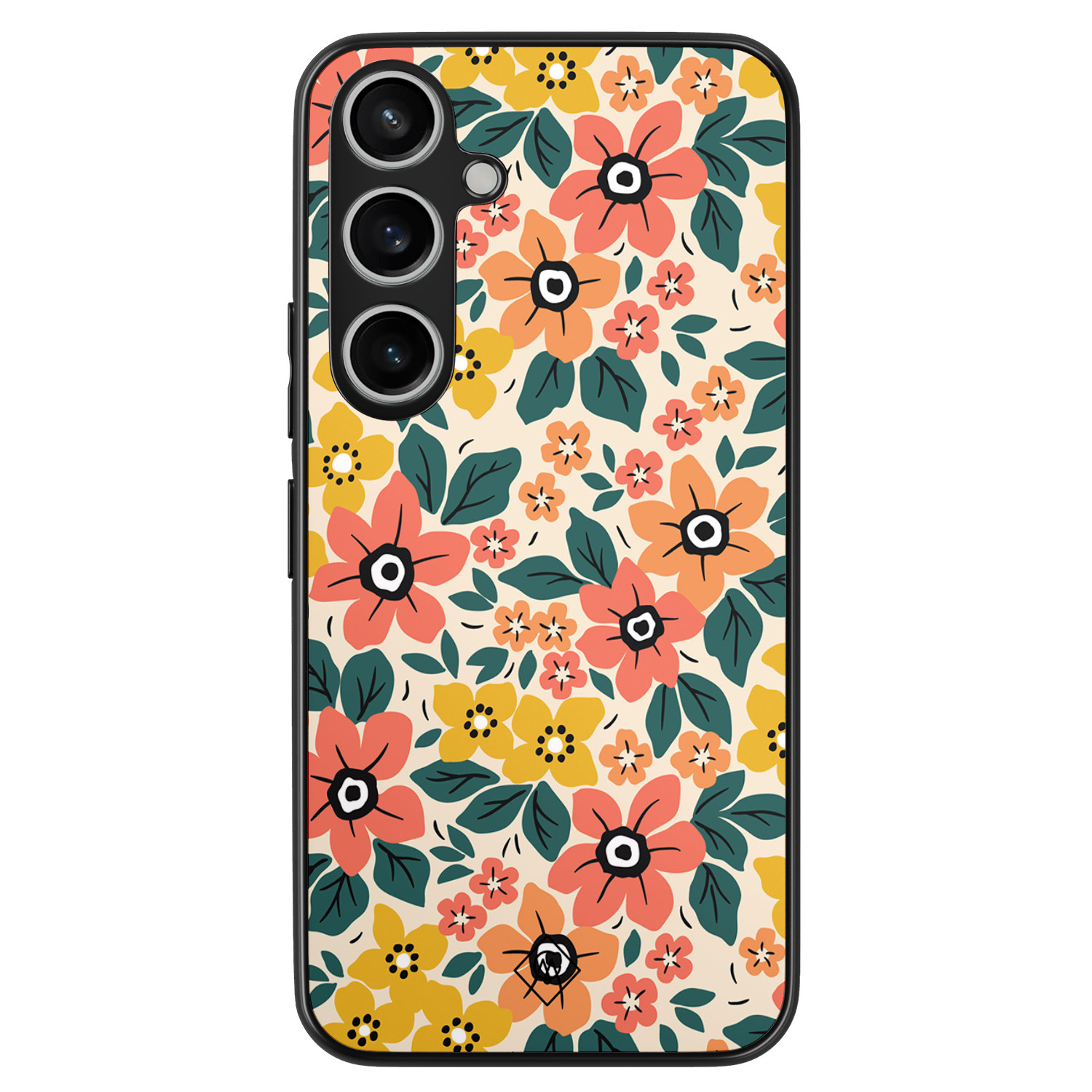 Samsung Galaxy A55 hoesje - Blossom - Multi - Hard Case TPU Zwart - Bloemen - Casimoda