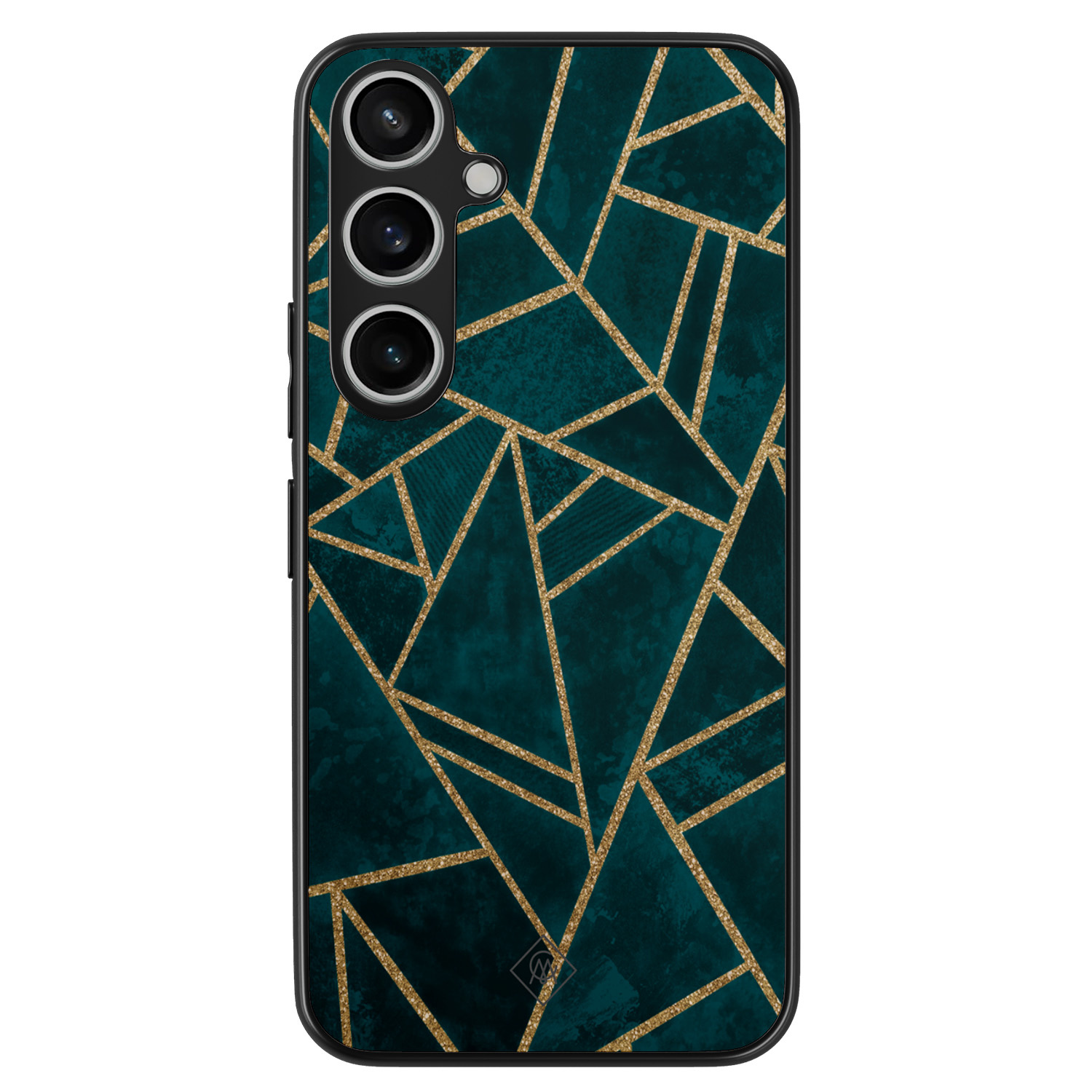 Samsung Galaxy A55 hoesje - Blue shapes - Blauw - Hard Case TPU Zwart - Geometrisch patroon - Casimoda