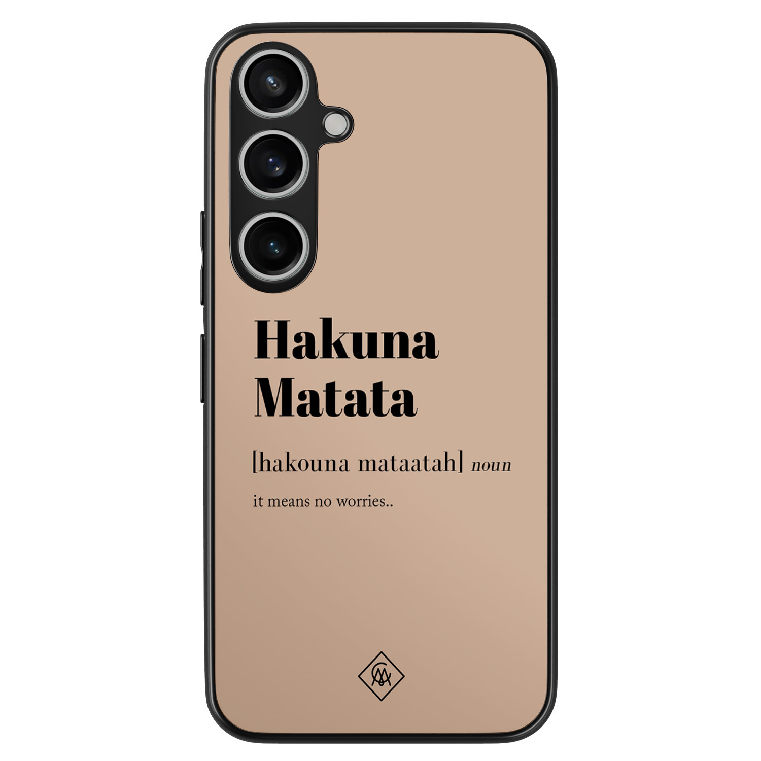 Samsung Galaxy A55 hoesje - Hakuna matata - Bruin/beige - Hard Case TPU Zwart - Tekst - Casimoda