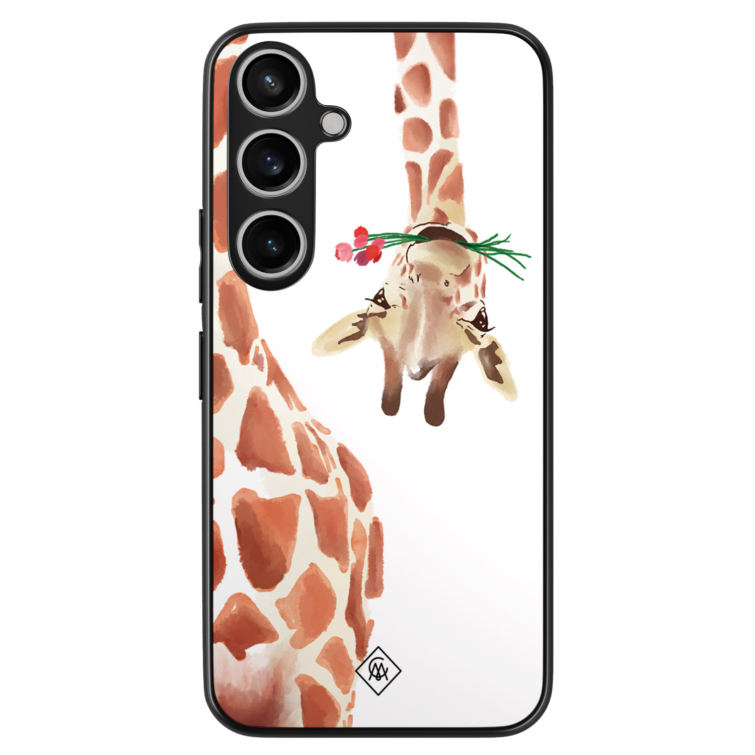 Samsung Galaxy A55 hoesje - Giraffe - Bruin/beige - Hard Case TPU Zwart - Giraffe - Casimoda