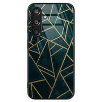 Casimoda Samsung Galaxy S24 glazen hardcase - Green shapes