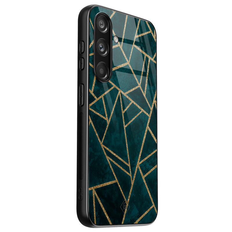 Casimoda Samsung Galaxy S24 glazen hardcase - Green shapes