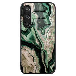 Casimoda Samsung Galaxy S24 glazen hardcase - Green waves