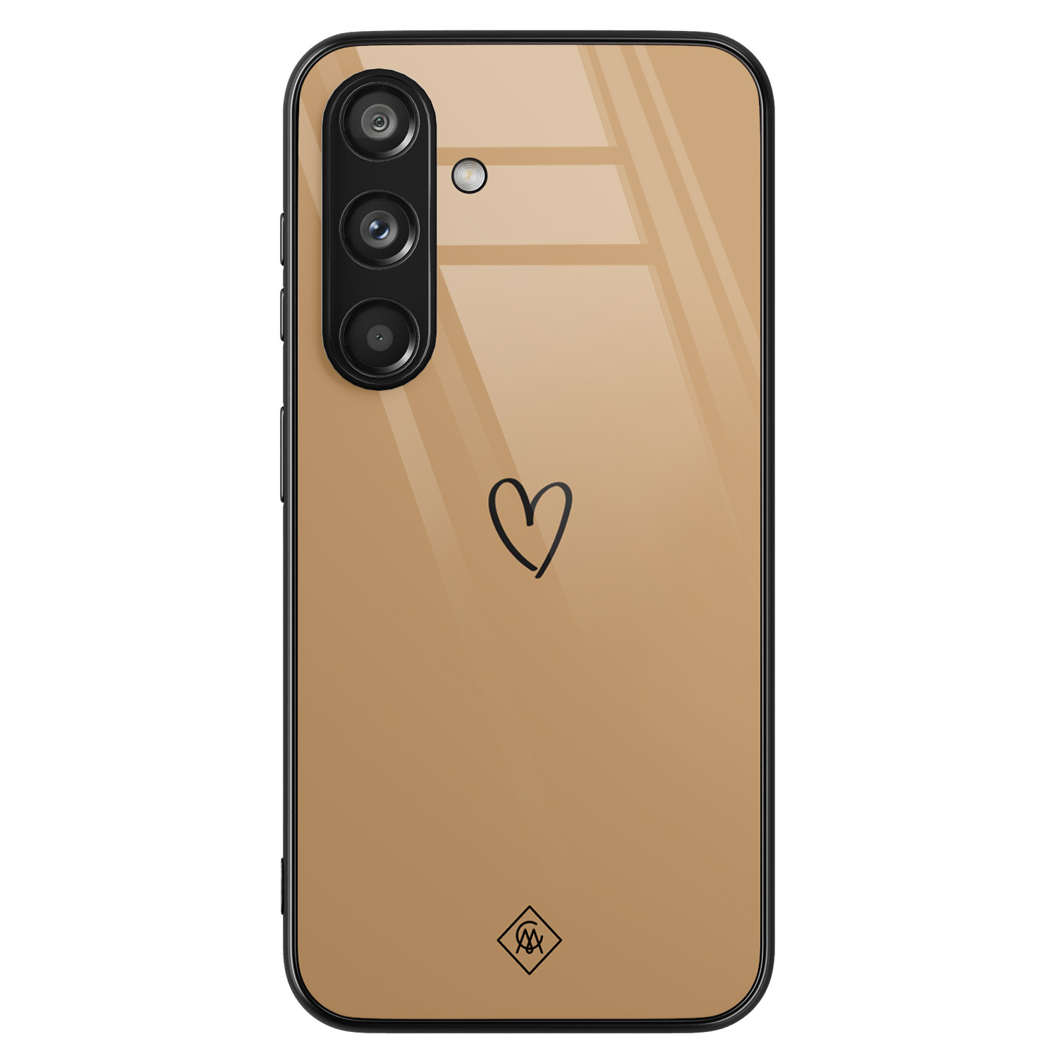 Samsung Galaxy S24 hoesje glas - Hart bruin - Bruin/beige - Hard Case Zwart - Backcover telefoonhoesje - Geometrisch patroon - Casimoda
