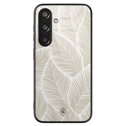 Casimoda Samsung Galaxy S24 glazen hardcase - Palmy leaves beige