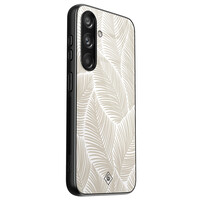 Casimoda Samsung Galaxy S24 glazen hardcase - Palmy leaves beige