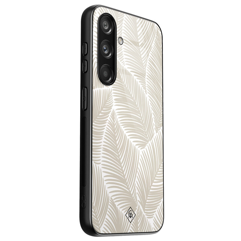 Casimoda Samsung Galaxy S24 glazen hardcase - Palmy leaves beige