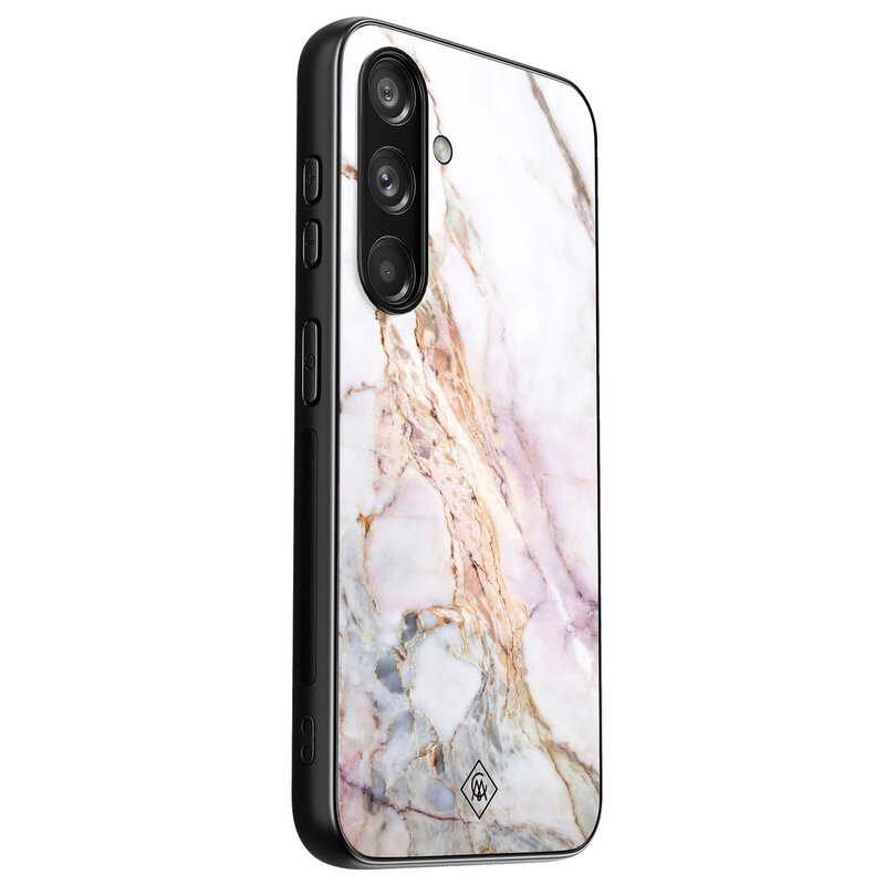Casimoda Samsung Galaxy S24 glazen hardcase - Parelmoer marmer