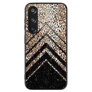 Casimoda Samsung Galaxy S24 glazen hardcase - Chevron luipaard