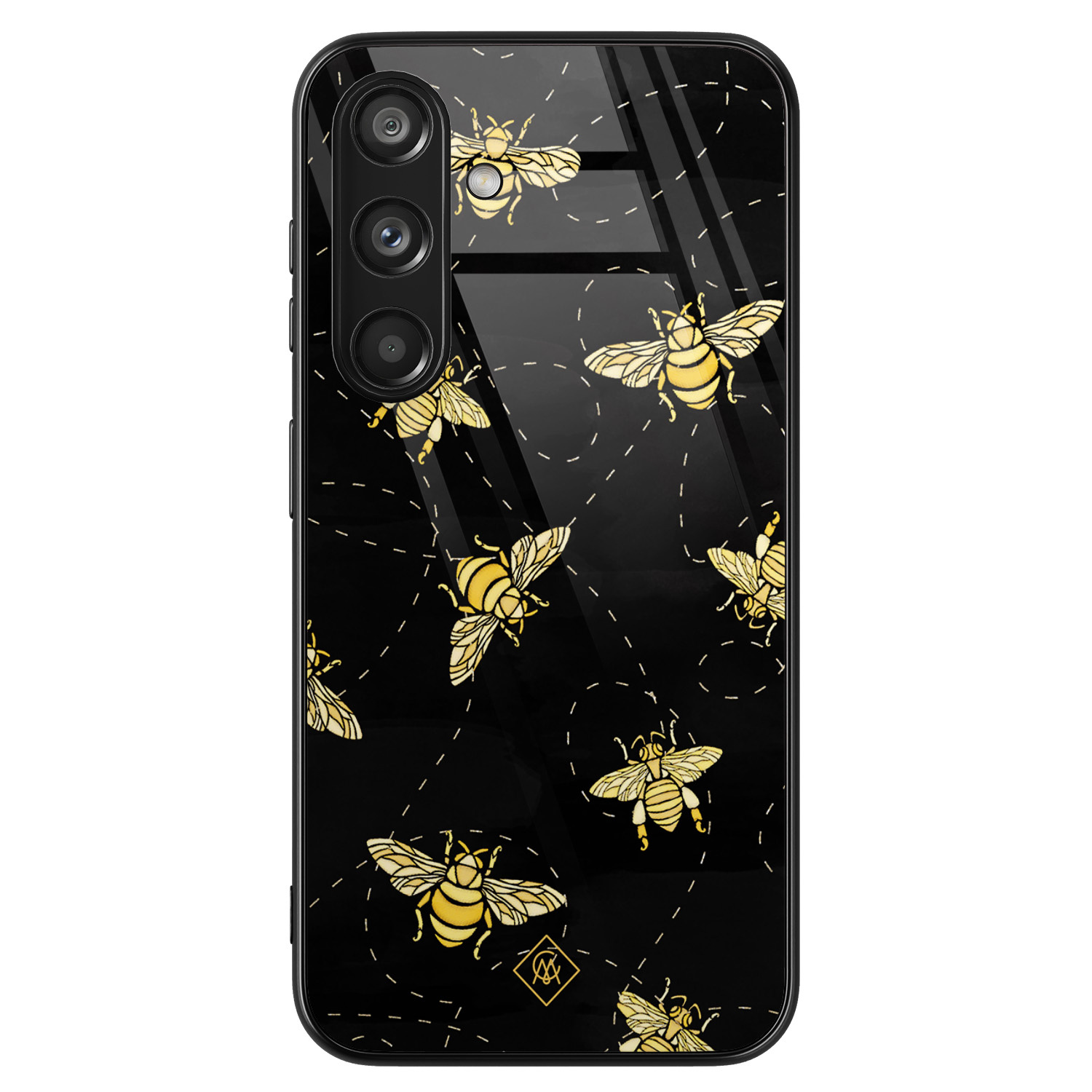 Samsung Galaxy S24 hoesje glas - Bee yourself - Zwart - Hard Case Zwart - Backcover telefoonhoesje - Geen opdruk - Casimoda