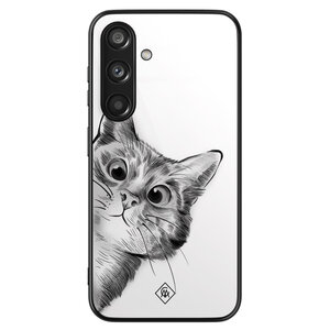 Casimoda Samsung Galaxy S24 glazen hardcase - Peekaboo kat