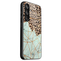 Casimoda Samsung Galaxy S24 glazen hardcase - Luipaard marmer mint