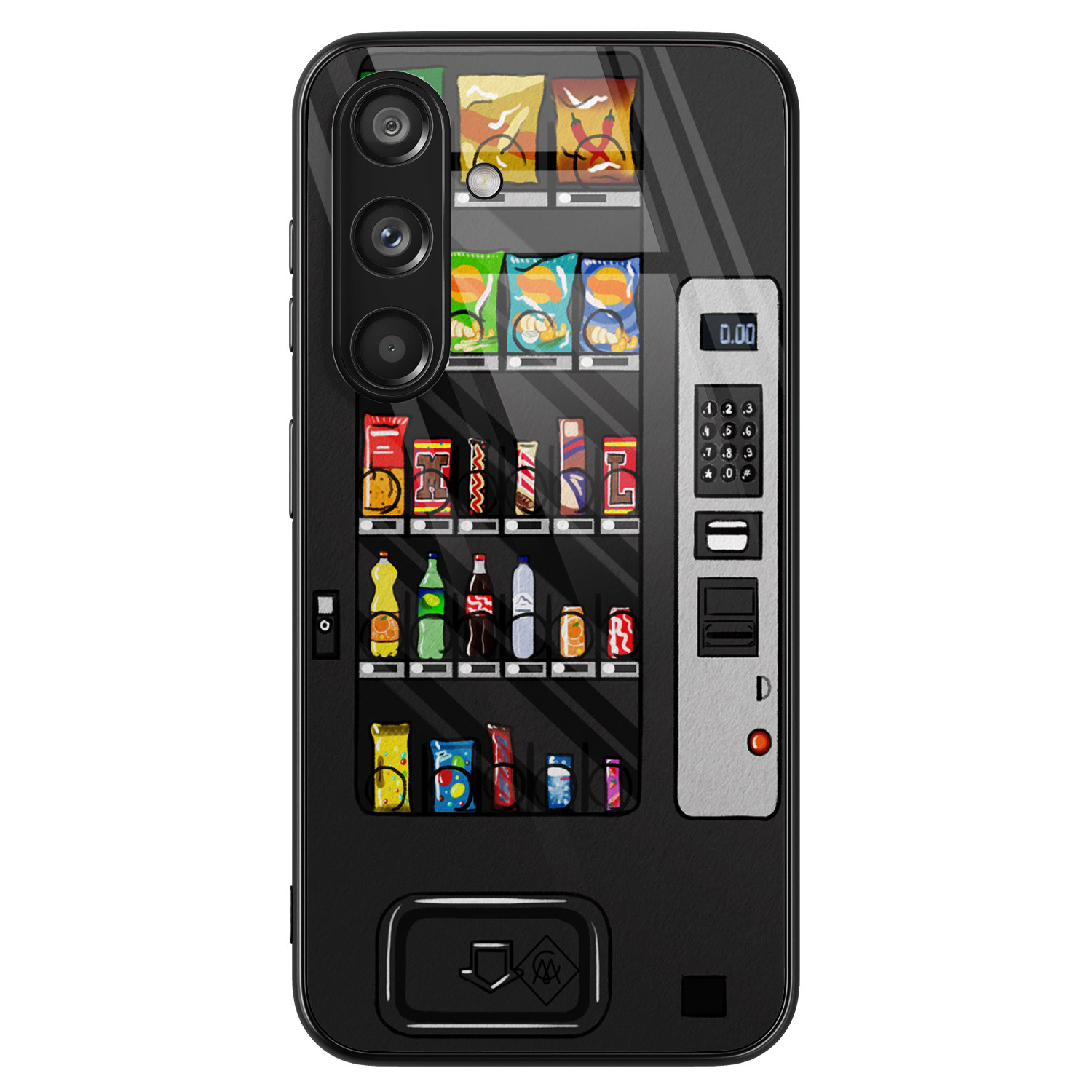Samsung Galaxy S24 hoesje glas - Snoepautomaat - Multi - Hard Case Zwart - Backcover telefoonhoesje - Snoep - Casimoda