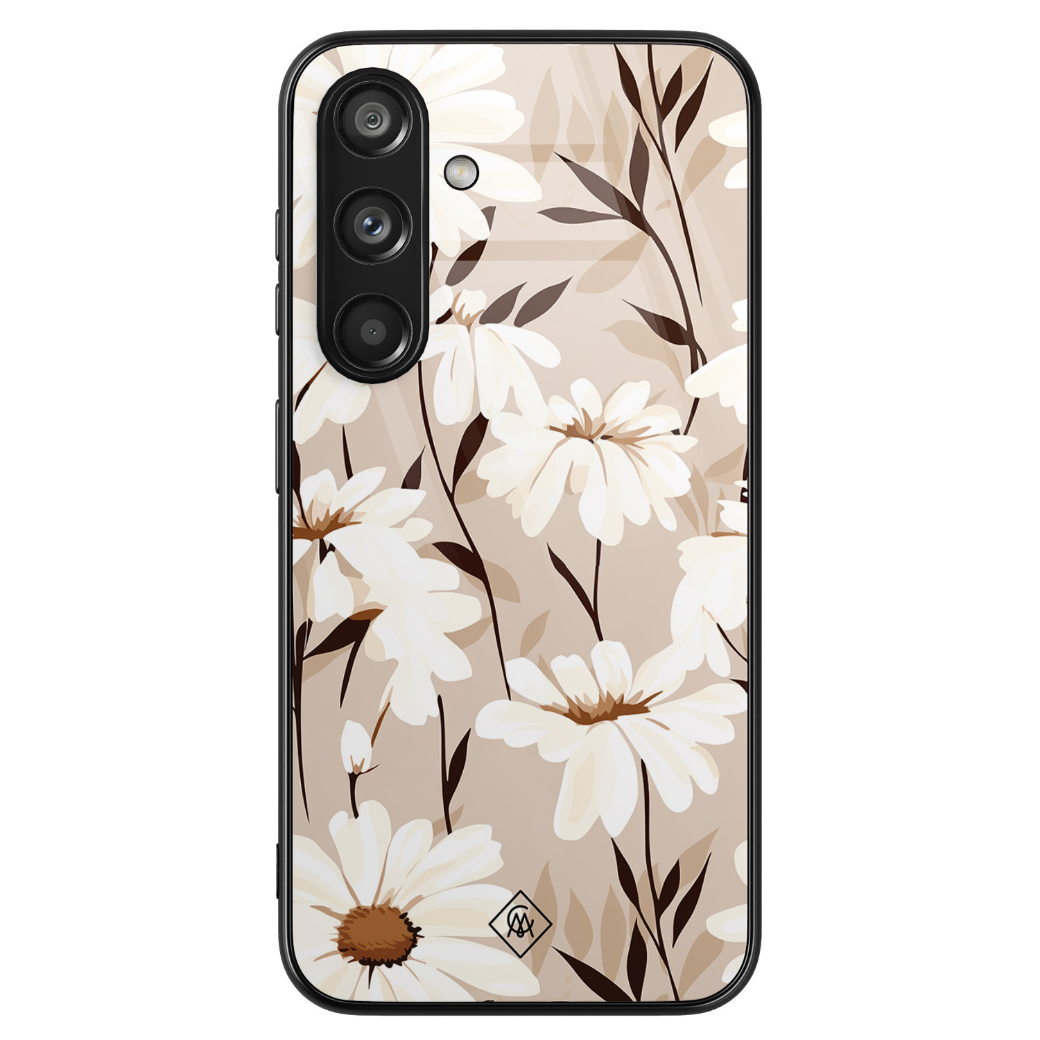 Samsung Galaxy S24 hoesje glas - In bloom - Multi - Hard Case Zwart - Backcover telefoonhoesje - Planten - Casimoda