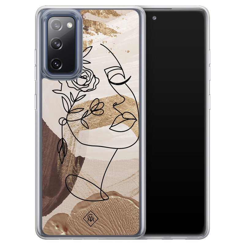 Casimoda Samsung Galaxy S20 FE hybride hoesje - Abstract gezicht bruin