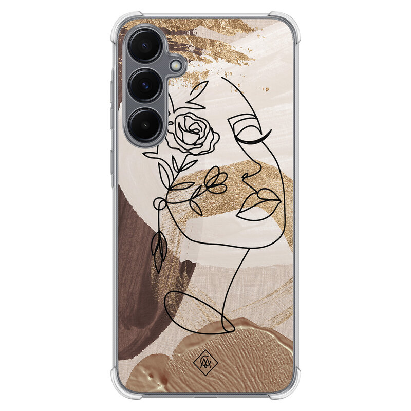 Casimoda Samsung Galaxy A55 shockproof hoesje - Abstract gezicht bruin