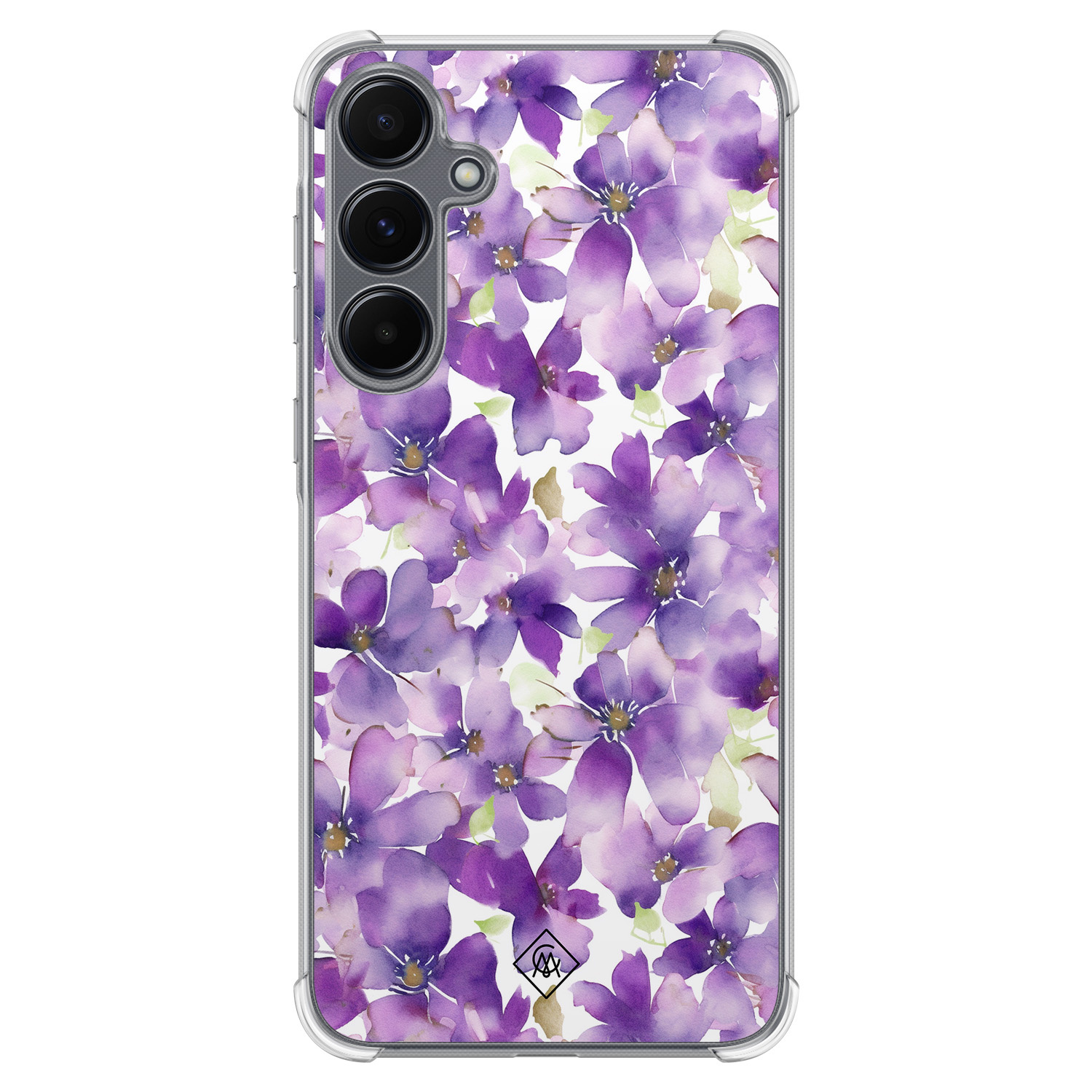Samsung Galaxy A55 shockproof hoesje - Floral violet