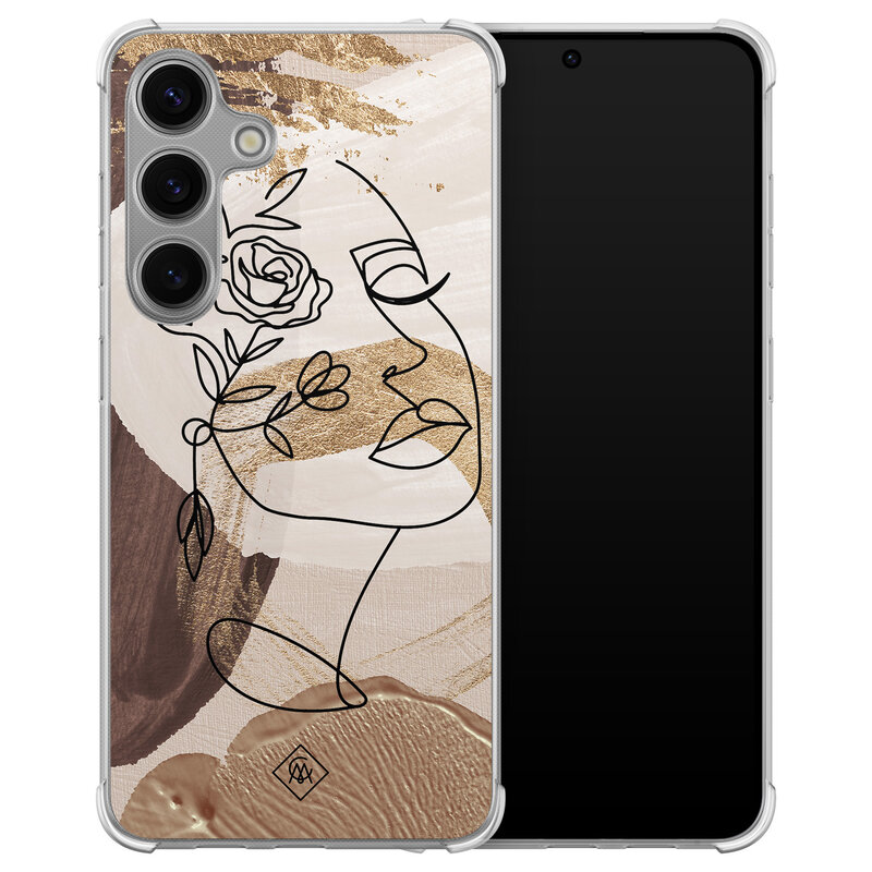 Casimoda Samsung Galaxy S24 shockproof hoesje - Abstract gezicht bruin