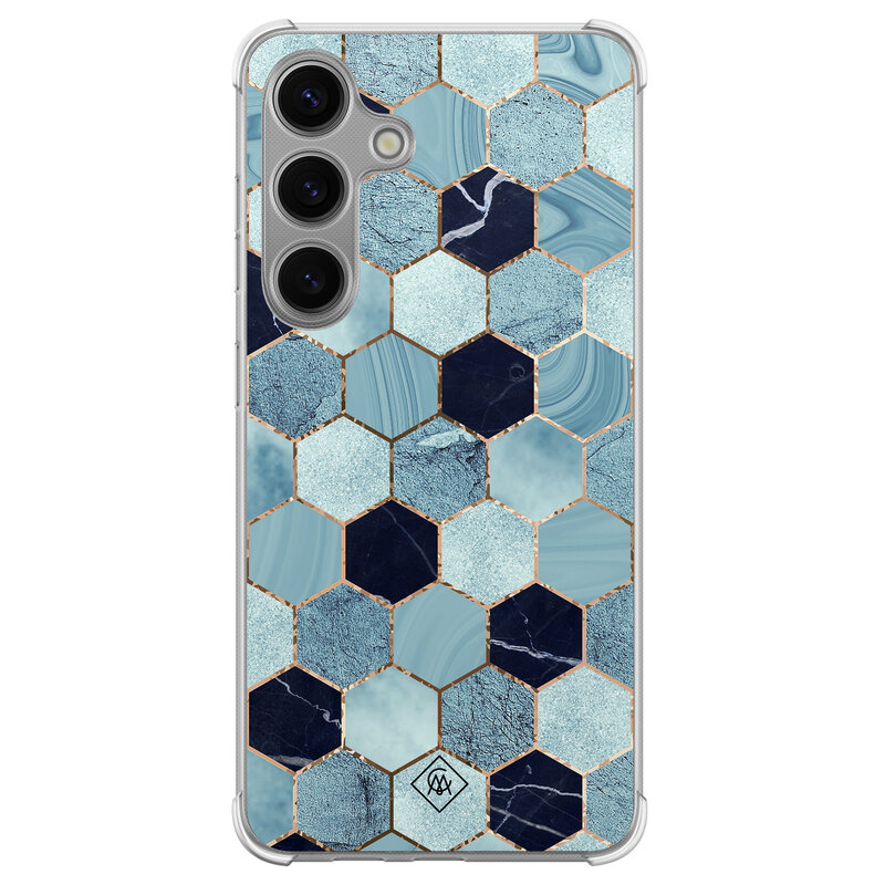 Casimoda Samsung Galaxy S24 shockproof hoesje - Blue cubes
