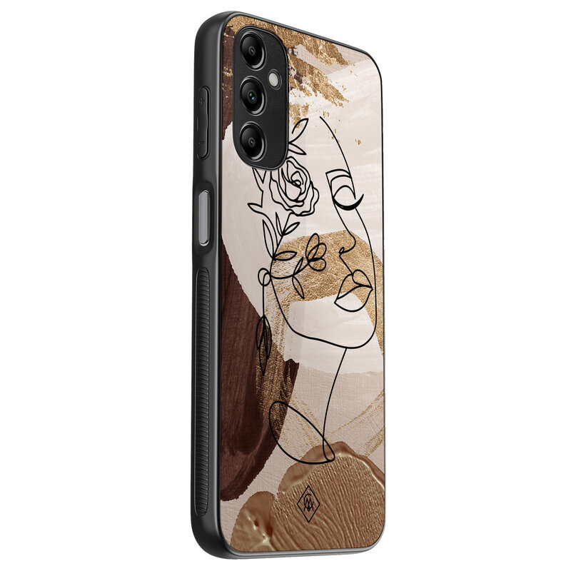 Casimoda Samsung Galaxy A14 hoesje - Abstract gezicht bruin