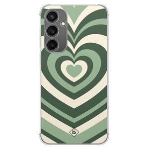 Casimoda Samsung Galaxy S23 FE shockproof hoesje - Groen hart swirl