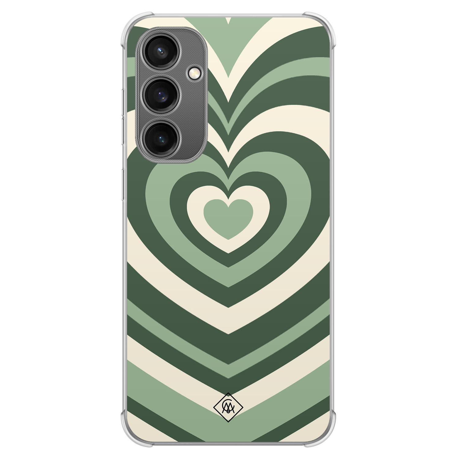 Samsung Galaxy S23 FE shockproof hoesje - Groen hart swirl