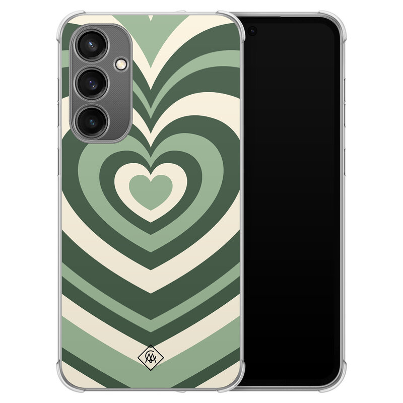 Casimoda Samsung Galaxy S23 FE shockproof hoesje - Groen hart swirl