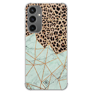 Casimoda Samsung Galaxy S23 FE shockproof hoesje - Luipaard marmer mint