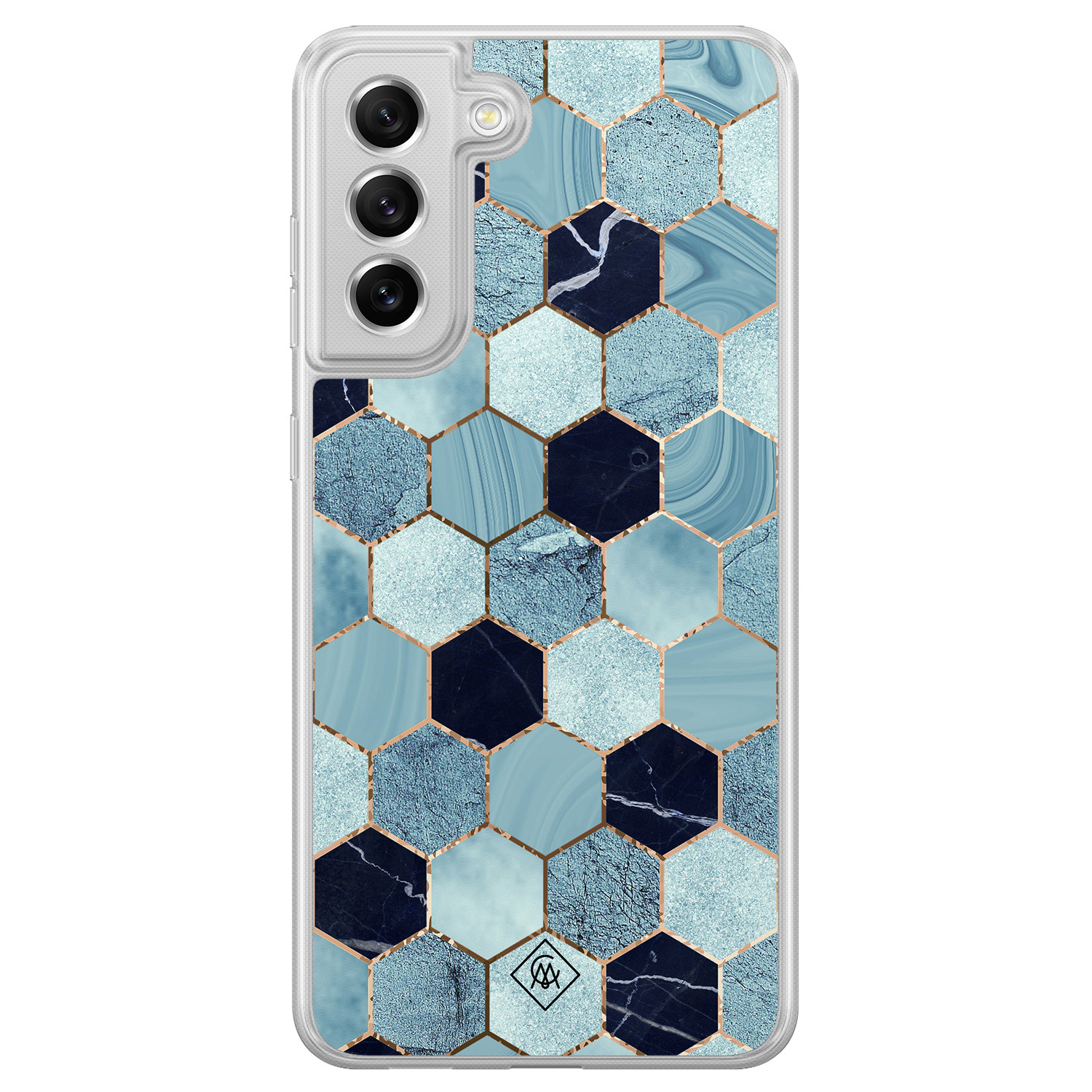 Samsung Galaxy S21 FE hybride hoesje - Blue cubes