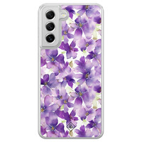 Casimoda Samsung Galaxy S21 FE hybride hoesje - Floral violet