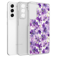 Casimoda Samsung Galaxy S21 FE hybride hoesje - Floral violet